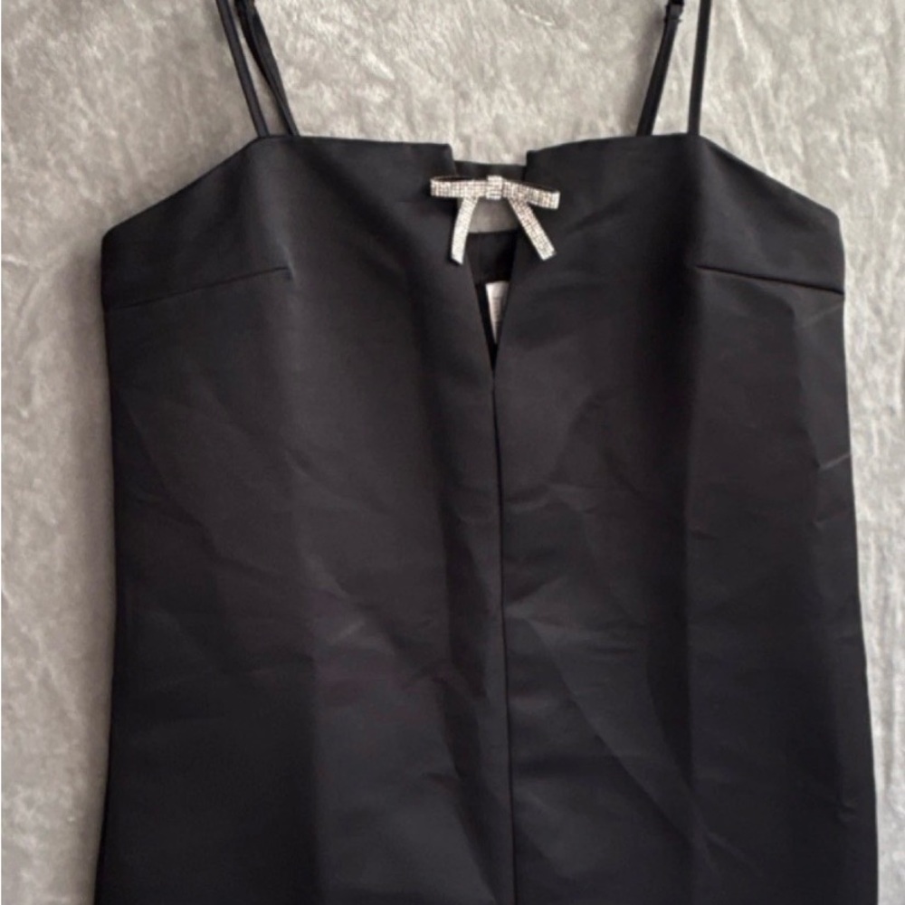 NEW Divided H&M M Black Satin Bow Accent Adjustable Strap Sleeveless Formal